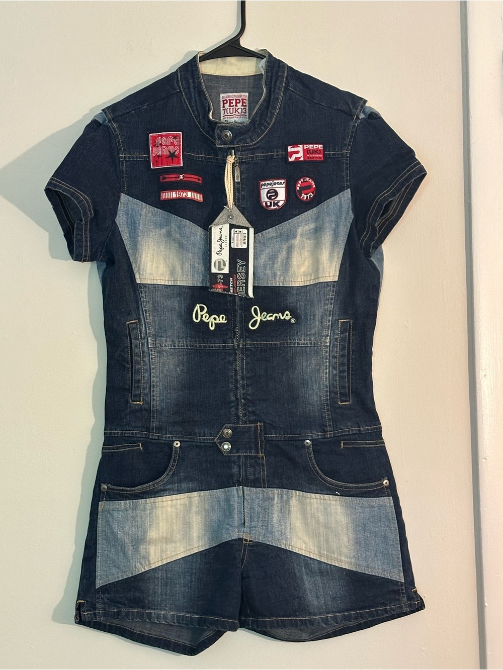 Pepe Jeans Blue Patchwork Denim Romper